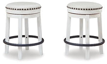 Load image into Gallery viewer, Signature Design by Ashley Valebeck 24&quot; Counter Height Upholstered Swivel Stool, White &amp; Black
