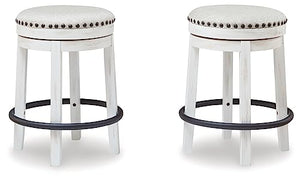 Signature Design by Ashley Valebeck 24" Counter Height Upholstered Swivel Stool, White & Black