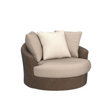 Load image into Gallery viewer, Signature Design by Ashley Keskin Transitional Oval Tufted Upholstered Oversized Swivel Accent Chair, Dark Brown &amp; Beige
