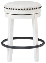 Load image into Gallery viewer, Signature Design by Ashley Valebeck 24&quot; Counter Height Upholstered Swivel Stool, White &amp; Black
