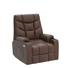 Load image into Gallery viewer, YITAHOME Electric Power Lift Recliner Chair for Elderly, Faux Leather Recliner Chair with Massage and Heat, Spacious Seat, USB Ports, Cup Holders, Side Pockets, Remote Control (Dark Brown)
