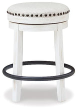 Load image into Gallery viewer, Signature Design by Ashley Valebeck 24&quot; Counter Height Upholstered Swivel Stool, White &amp; Black
