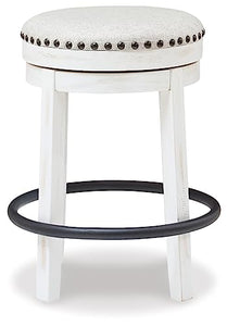 Signature Design by Ashley Valebeck 24" Counter Height Upholstered Swivel Stool, White & Black