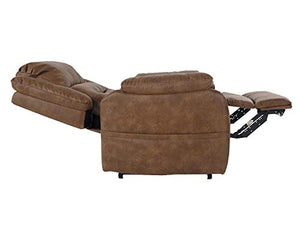 Signature Design by Ashley Yandel Faux Leather Electric Power Lift Recliner for Elderly, Brown