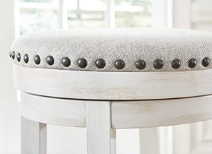 Signature Design by Ashley Valebeck 24" Counter Height Upholstered Swivel Stool, White & Black