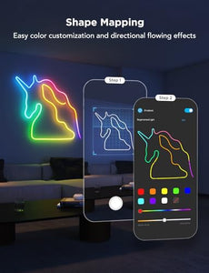 Govee Neon Lights, RGBIC Neon Rope Light 2 Works with Matter, Alexa, Google Assistant, Custom DIY Neon Strip Lights for Bedroom and Wall Decor, Shape Mapping, Softer Material, 16.4ft, White