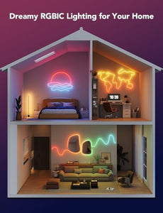 Govee Neon Lights, RGBIC Neon Rope Light 2 Works with Matter, Alexa, Google Assistant, Custom DIY Neon Strip Lights for Bedroom and Wall Decor, Shape Mapping, Softer Material, 16.4ft, White