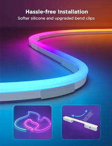 Govee Neon Lights, RGBIC Neon Rope Light 2 Works with Matter, Alexa, Google Assistant, Custom DIY Neon Strip Lights for Bedroom and Wall Decor, Shape Mapping, Softer Material, 16.4ft, White