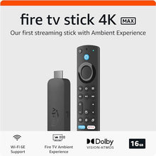 Load image into Gallery viewer, Amazon Fire TV Stick 4K Max streaming device, supports Wi-Fi 6E, free &amp; live TV without cable or satellite
