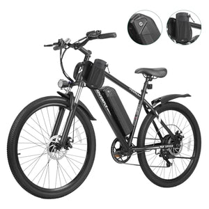 HOVERFLY OUREA Electric Bike 26", 750W Peak Motor Mountain Ebike, Up to 40 Miles 20MPH Removable Battery, 7-Speed and Shock Absorber, Electric Commuter Bike for Adults Black