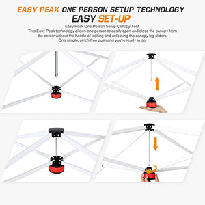 EAGLE PEAK 10x10 Pop Up Canopy Tent with Carry Bag, 4 Stakes, 4 Ropes, 4 Weight Bags, Easy Set Up Tent Canopy, 100sqft of Shade, American Flag