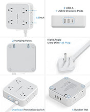 Load image into Gallery viewer, Surge Protector Flat Extension Cord Flat Plug Power Strip, 8 AC Outlets, 3 USB Charger(1 USB C Port) 3-Sided Outlet Extender, 5 Ft, 900 Joules Protection, Office Supplies, Dorm Room Essentials, Grey
