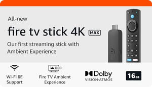 Amazon Fire TV Stick 4K Max streaming device, supports Wi-Fi 6E, free & live TV without cable or satellite