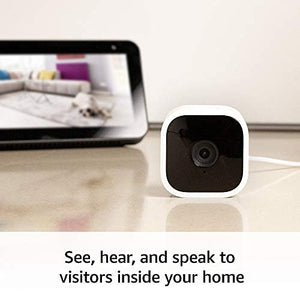 Blink Mini – Compact indoor plug-in smart security camera, 1080p HD video, night vision, motion detection, two-way audio, easy set up, Works with Alexa – 2 cameras (White)