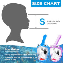 Load image into Gallery viewer, Full Face Snorkel Mask for Kids, Kids Snorkeling Set 180 Degree Panoramic View, Safe Anti-Leak Anti-Fog, Foldable Dry Top Snorkeling Gear for Kids Adult, Advanced Breathing System, 2 Pack
