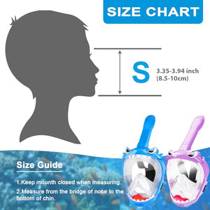 Full Face Snorkel Mask for Kids, Kids Snorkeling Set 180 Degree Panoramic View, Safe Anti-Leak Anti-Fog, Foldable Dry Top Snorkeling Gear for Kids Adult, Advanced Breathing System, 2 Pack