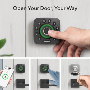 ULTRALOQ U-Bolt Pro WiFi Smart Lock with Door Sensor, 8-in-1 Keyless Entry Door Lock with Built-in WiFi,Fingerprint ID,App Remote Control,Auto Unlock,Door Status Alert,WiFi Deadbolt Door Lock