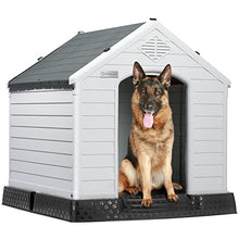 Load image into Gallery viewer, LEMBERI Durable Waterproof Plastic Dog House for Small to Large Sized Dogs, Indoor Outdoor Doghouse Puppy Shelter with Elevated Floor, Easy to Assemble (Gray, 42&#39;&#39;L*38&#39;&#39;W*39&#39;&#39;H)
