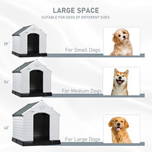 Load image into Gallery viewer, LEMBERI Durable Waterproof Plastic Dog House for Small to Large Sized Dogs, Indoor Outdoor Doghouse Puppy Shelter with Elevated Floor, Easy to Assemble (Gray, 42&#39;&#39;L*38&#39;&#39;W*39&#39;&#39;H)
