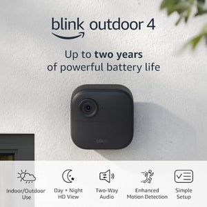 Blink Outdoor 4 (4th Gen) – Wire-free smart security camera, two-year battery life, two-way audio, HD live view, enhanced motion detection, Works with Alexa – 5 camera system