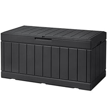 Load image into Gallery viewer, Devoko 85 Gallon Deck Box Lockable Resin Outdoor Storage Box waterproof Outdoor Container for Patio Furniture Cushions, Pillow (Black)
