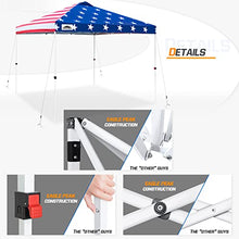 Load image into Gallery viewer, EAGLE PEAK 10x10 Pop Up Canopy Tent with Carry Bag, 4 Stakes, 4 Ropes, 4 Weight Bags, Easy Set Up Tent Canopy, 100sqft of Shade, American Flag
