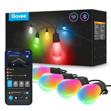 Load image into Gallery viewer, Govee Smart Outdoor String Lights H7021, RGBIC Warm White 96ft (2 Ropes of 48ft) LED Bulbs, WiFi Patio Lights Work with Alexa, Google, APP Control, IP65 Waterproof, Dimmable for Balcony, Backyard
