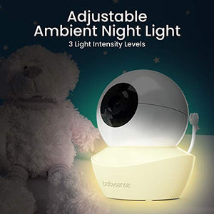 Babysense 5" HD Split-Screen Baby Monitor, Video Baby Monitor with 2 Cameras and Audio, Night Light, 960ft Range, Two-Way Audio, 4X Zoom, Night Vision, 4000mAh Battery