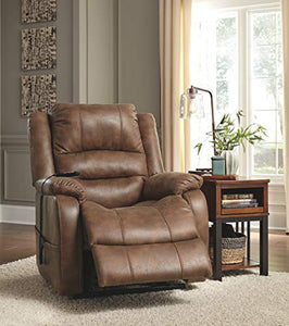 Signature Design by Ashley Yandel Faux Leather Electric Power Lift Recliner for Elderly, Brown