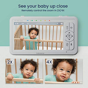 Babysense 5" HD Split-Screen Baby Monitor, Video Baby Monitor with 2 Cameras and Audio, Night Light, 960ft Range, Two-Way Audio, 4X Zoom, Night Vision, 4000mAh Battery