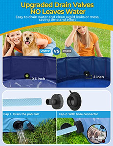 VISTOP Extra Large Foldable Dog Pool XXL, Hard Plastic Shell Portable Swimming Pool for Dogs Cats and Kids Pet Puppy Bathing Tub Collapsible Kiddie Pool (67inch.D x 11.8inch.H, Blue)