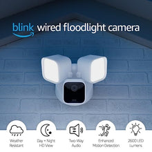 Load image into Gallery viewer, Blink Wired Floodlight Camera – Smart security camera, 2600 lumens, HD live view, enhanced motion detection, built-in siren, Works with Alexa – 1 camera (White)
