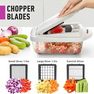 Mueller Pro-Series 10-in-1, 8 Blade Vegetable Chopper, Onion Mincer, Cutter, Dicer, Egg Slicer with Container, French Fry Cutter Potatoe Slicer, Home Essentials & Kitchen Gadgets, Salad Chopper