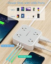 Load image into Gallery viewer, Surge Protector Flat Extension Cord Flat Plug Power Strip, 8 AC Outlets, 3 USB Charger(1 USB C Port) 3-Sided Outlet Extender, 5 Ft, 900 Joules Protection, Office Supplies, Dorm Room Essentials, Grey
