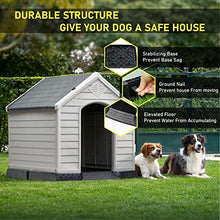 Load image into Gallery viewer, LEMBERI Durable Waterproof Plastic Dog House for Small to Large Sized Dogs, Indoor Outdoor Doghouse Puppy Shelter with Elevated Floor, Easy to Assemble (Gray, 42&#39;&#39;L*38&#39;&#39;W*39&#39;&#39;H)
