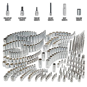 CRAFTSMAN Socket Set, 299 Pieces, Includes Deep Socket, Shallow Socket, Hex Bit, Torx Bit, Slotted Bit, and Phillips (CMMT45310)