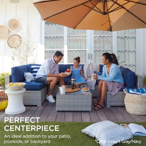 Best Choice Products 7-Piece Modular Outdoor Sectional Wicker Patio Conversation Set w/ 2 Pillows, Coffee Table, Cover Included - Brown/Red