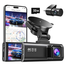 Load image into Gallery viewer, REDTIGER Dash Cam Front Rear, 4K/2.5K Full HD Dash Camera for Cars, Free 32GB Card, Built-in Wi-Fi GPS, 3.16” IPS Screen, Night Vision, 170°Wide Angle, WDR, 24H Parking Mode
