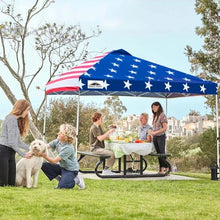 Load image into Gallery viewer, EAGLE PEAK 10x10 Pop Up Canopy Tent with Carry Bag, 4 Stakes, 4 Ropes, 4 Weight Bags, Easy Set Up Tent Canopy, 100sqft of Shade, American Flag
