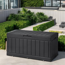 Load image into Gallery viewer, Devoko 85 Gallon Deck Box Lockable Resin Outdoor Storage Box waterproof Outdoor Container for Patio Furniture Cushions, Pillow (Black)
