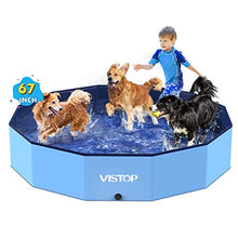 Load image into Gallery viewer, VISTOP Extra Large Foldable Dog Pool XXL, Hard Plastic Shell Portable Swimming Pool for Dogs Cats and Kids Pet Puppy Bathing Tub Collapsible Kiddie Pool (67inch.D x 11.8inch.H, Blue)
