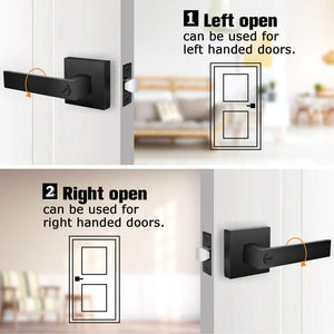 Probrico Heavy Duty Flat Black Door Handles Square Privacy Interior Door Levers Bedromm and Bathroom Door Handles Keyless Bed/Bath Lockset (10 Pack)