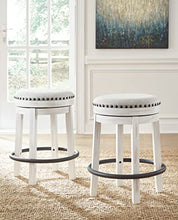 Load image into Gallery viewer, Signature Design by Ashley Valebeck 24&quot; Counter Height Upholstered Swivel Stool, White &amp; Black
