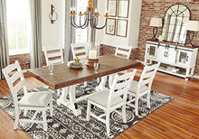 Load image into Gallery viewer, Signature Design by Ashley Valebeck Farmhouse Rectangular Extension Dining Table, Fits up to 8, White &amp; Brown
