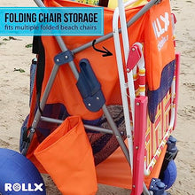 Load image into Gallery viewer, RollX Beach Cart with 4 Balloon Wheels for Sand, Foldable Storage Wagon with Rear 13 Inch Beach Tires, Front 7 Inch Beach Tires (Pump Included) (Orange)
