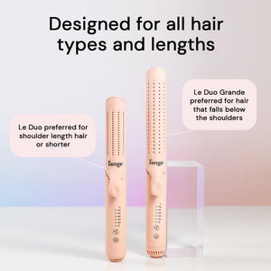 L'ANGE HAIR Le Duo Grande 360° Airflow Styler | 2-in-1 Curling Wand & Titanium Flat Iron Professional Hair Straightener and Curler with Cooling Air Vents to Lock in Style | Adjustable Temp (Blush)