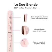 Load image into Gallery viewer, L&#39;ANGE HAIR Le Duo Grande 360° Airflow Styler | 2-in-1 Curling Wand &amp; Titanium Flat Iron Professional Hair Straightener and Curler with Cooling Air Vents to Lock in Style | Adjustable Temp (Blush)
