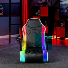 Load image into Gallery viewer, X Rocker Emerald RGB LED Youth Floor Rocking Video Gaming Chair with Headrest Speakers, Armrests, Foldable, Vegan Leather, 200 lbs Max, Amazon Exclusive, Black
