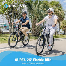 Load image into Gallery viewer, HOVERFLY OUREA Electric Bike 26&quot;, 750W Peak Motor Mountain Ebike, Up to 40 Miles 20MPH Removable Battery, 7-Speed and Shock Absorber, Electric Commuter Bike for Adults Black
