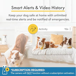 Furbo 360° Dog Camera + Nanny Bundle: Home Security & Dog Safety Alerts, Rotating Pet Treat Dispenser Camera with Speaker, Smart Home Indoor Cam w Phone App (Additional Subscription Required at Setup)